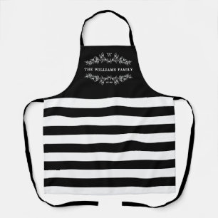 Schwarze Streifen Monogramm HandGezeichnet Halbsch Schürze