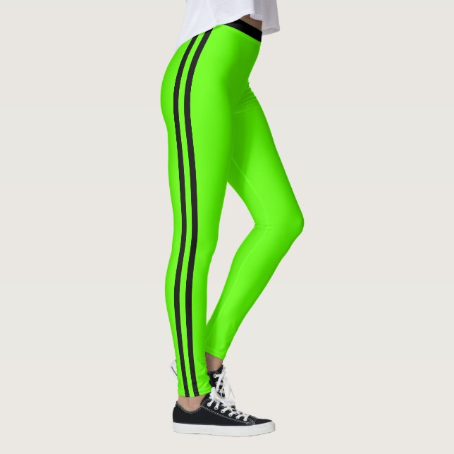 Schwarze Streifen Neon Green Leggings Farbe (Rechts)