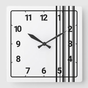 Schwarze Streifen Quadratische Wanduhr