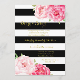 Schwarze Streifen Rosa Blume Neue Einladung