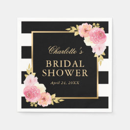 Schwarze Streifen Rosa Brautparty Serviette