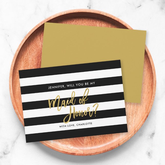 Schwarze Streifen werden meine Trauzeugin sein Einladung (Von Creator hochgeladen)