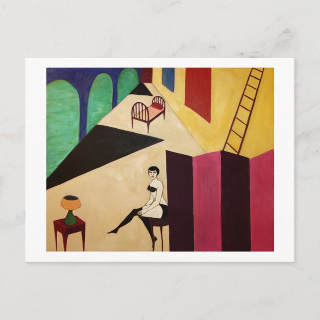 Schwarze Strümpfe Postkarte (Vorderseite)