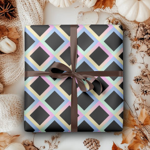Schwarze symmetrische Diamanten mit Farbverlauf-Ra Geschenkpapier