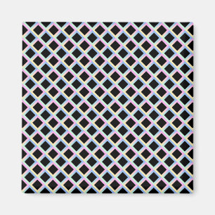 Schwarze symmetrische Diamanten mit Farbverlaufrah Magnet