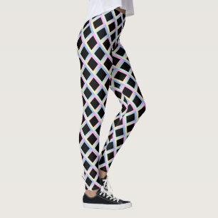 Schwarze symmetrische Diamanten mit glänzenden Rah Leggings