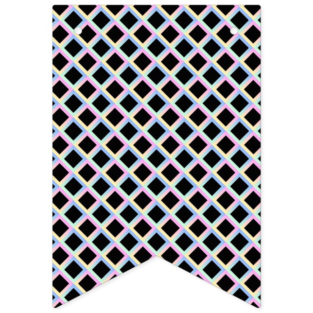 Schwarze symmetrische Diamanten mit glänzenden Rah Wimpelkette (Erste Fahne)