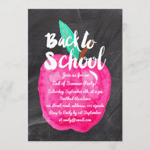 Schwarze Tafel mit Wasserfarben-Apfel Zurück zur S Einladung