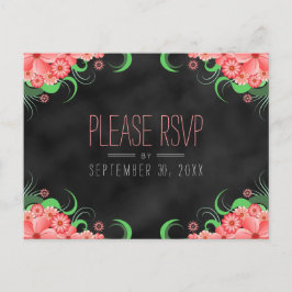 Schwarze Tafel Rosa florale UAWG-Antwort Postkarte