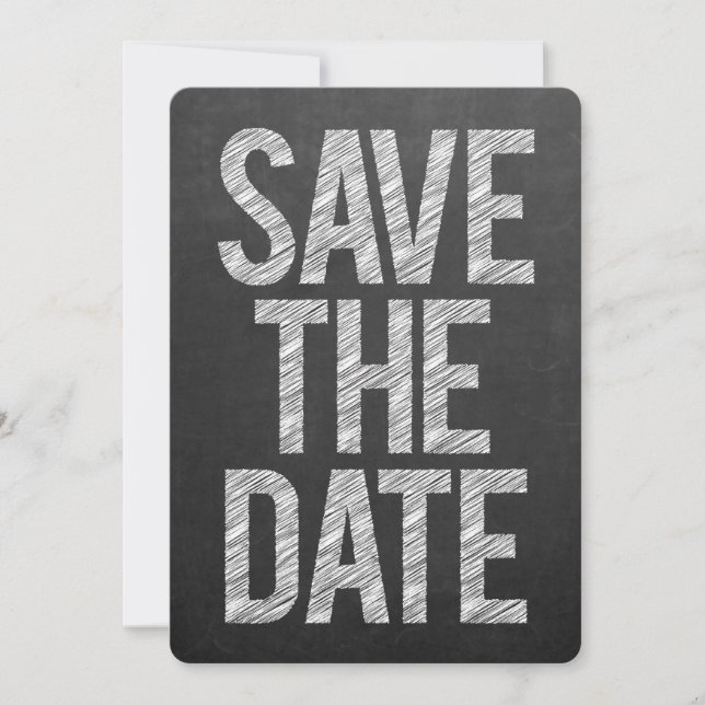 Schwarze Tafel Save the Date Typografie (Vorderseite)
