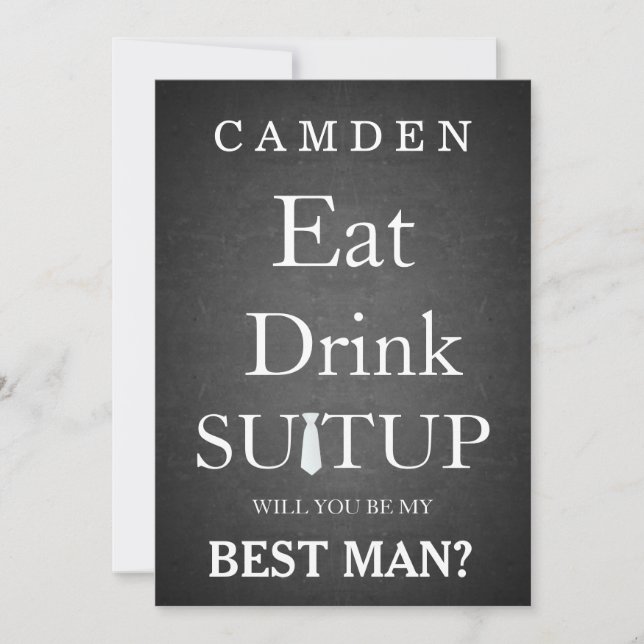 Schwarze Tafel Suitup sind Sie mein Bestman Einladung (Vorderseite)