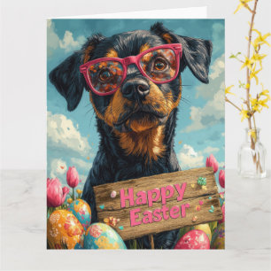 Schwarze Tan Coonhound Ostereier Karte