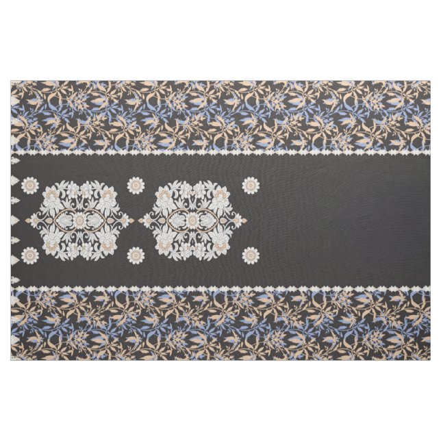 Schwarze Tapete mit Blumen. Boho Lace Textile Stoff (Yard (91,4 cm))