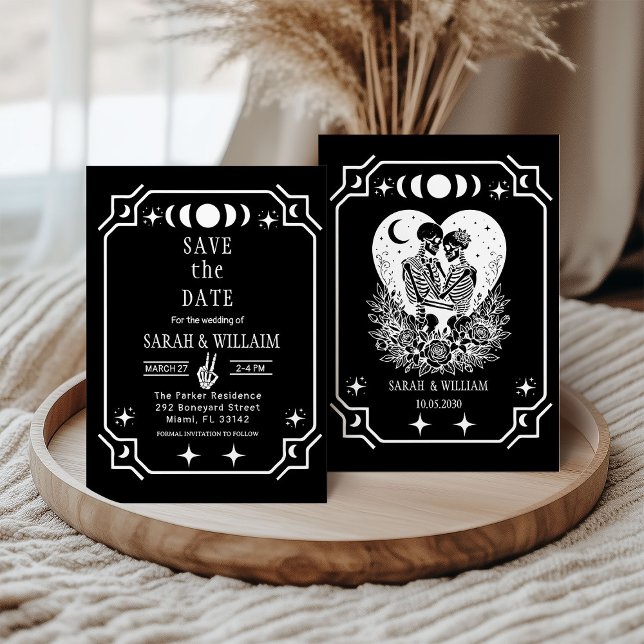 Schwarze Tarot-Goth-Rettungsdatum-Hochzeitseinladu Einladung (Von Creator hochgeladen)
