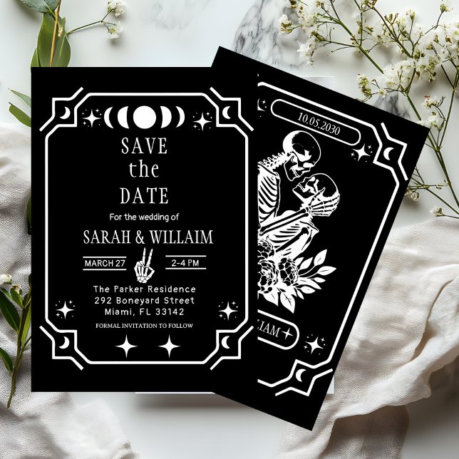 Schwarze Tarot-Goth-Save-the-Date-Hochzeits-Einlad Einladung (Von Creator hochgeladen)