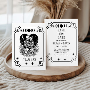 schwarze Tarot Goth Save the Date Hochzeits Einlad Einladung