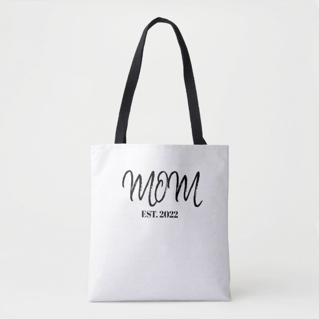 Schwarze Tasche mit Schriftzug 'Established Mom' (Vorderseite)