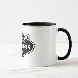SCHWARZE Tasse des Las- Vegaszeichen-Wecker-T