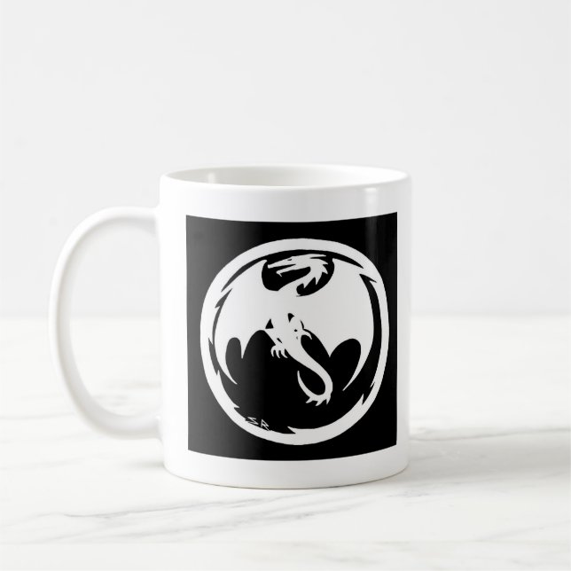 Schwarze Tasse des weißen Drachen (Links)