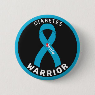 Schwarze Taste für Diabetes Warrior Ribbon Button