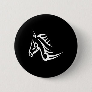 Schwarze Tätowierungs-Stammes- Pferd Button