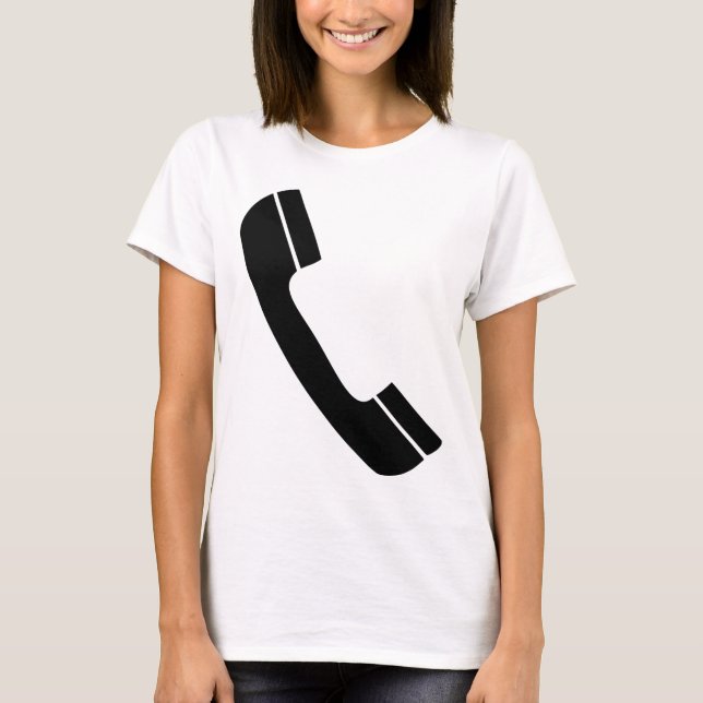 schwarze Telefonikone T-Shirt (Vorderseite)