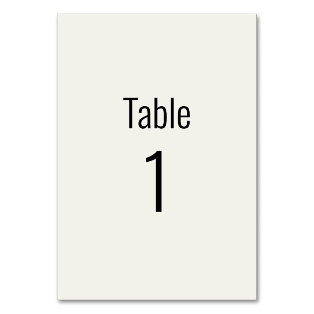 Schwarze Text Hochzeit Creme Tischnummer (Vorderseite)