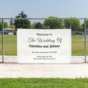 Schwarze Texte auf weißem Hintergrund Hochzeitsrec Banner