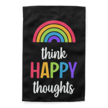 Schwarze Think Happy Thoughts Rainbow