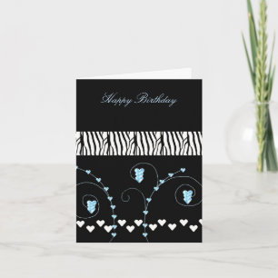Schwarze Tiermuster-Herzen-Geburtstag Karte