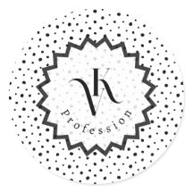 Schwarze Tinte Improvisation Polka Punkte Monogram