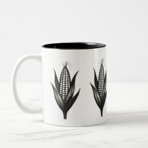 Schwarze Tinte Mais-Illustration – Erntedesign auf Zweifarbige Tasse
