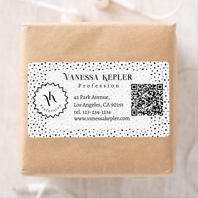 Schwarze Tinte Polka-Punkt Monogramm Minimalistisc (Insitu)