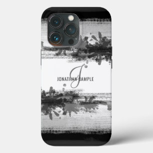 Schwarze Tinte   Schwarze Farbe Abstrakt Monogramm Case-Mate iPhone Hülle