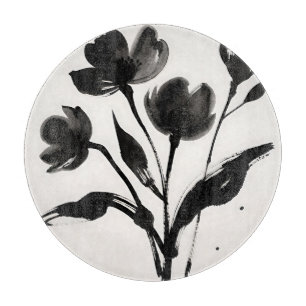Schwarze Tinten-Blumenbouquet Schneidebrett