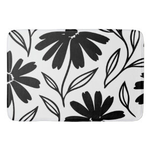 Schwarze Tinten-Gänseblümchen Boho Badematte