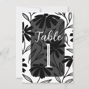 Schwarze Tinten-Gänseblümchen Boho-Tischkarten Einladung