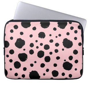 Schwarze Tintenflecken Rosa Polka-Muster Laptopschutzhülle