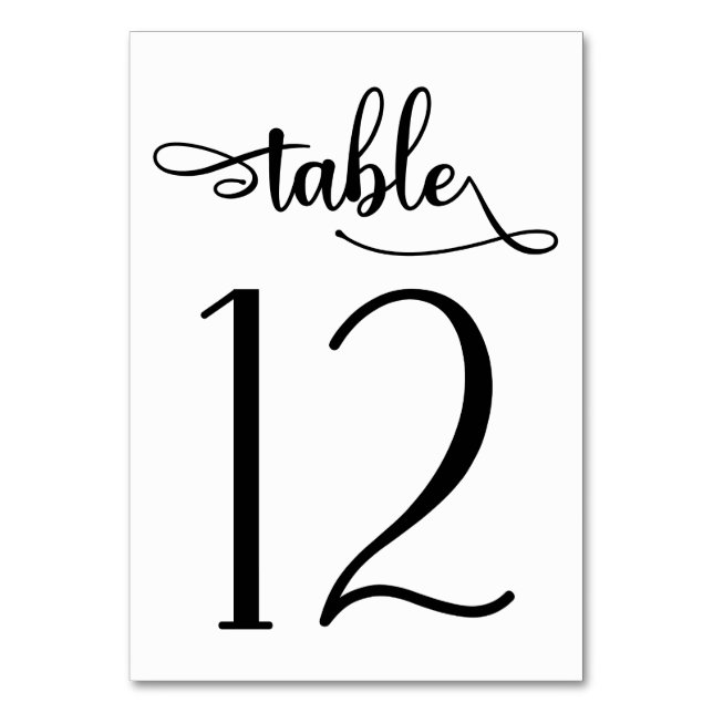 Schwarze Tischnummer 3.5x5 | Tabelle 12 (Rückseite)