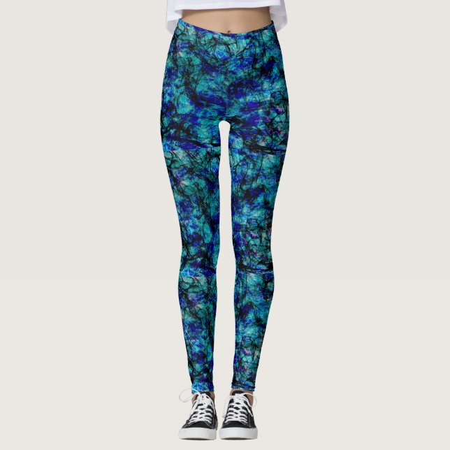 schwarze Tönungsfleck-Leggings des blauen Grüns Leggings (Vorderseite)