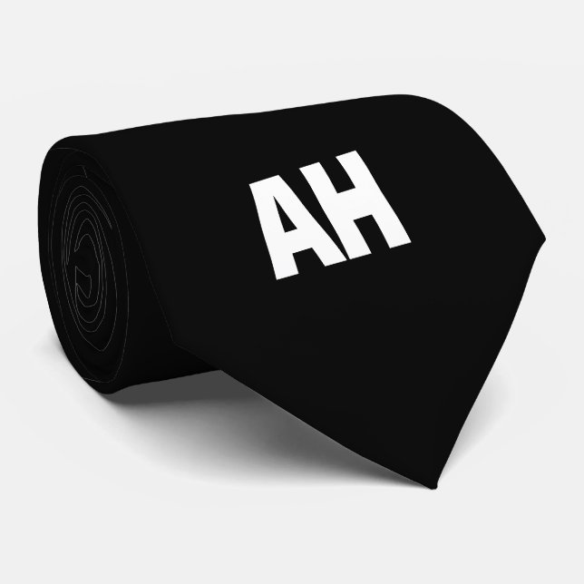 Schwarze Trauzeugen Monogramm Mit Monogramm Krawatte (Gerollt)