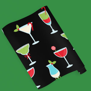 Schwarze trendige Cocktailparty Weihnachten Geschenkpapier
