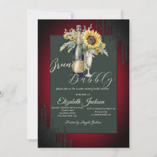 Schwarze Tropfen Sonnenblumen Roter Brunch & Bubbl Einladung