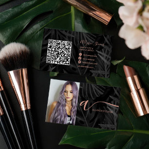 Schwarze tropische Haar-Make-up-Foto anfänglicher Visitenkarte