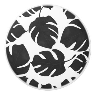 Schwarze tropische Palmwedel Sommer Insel Chic Gla Keramikknauf