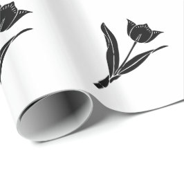 Schwarze Tulpe, Schwarzweiss, Blume, mit Blumen Geschenkpapier