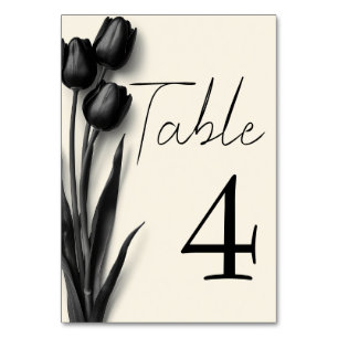 Schwarze Tulpen Gothic Florale Hochzeit Tischnummer