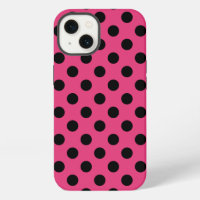 Schwarze Tupfen auf Fuchsia Case-Mate iPhone-Hülle