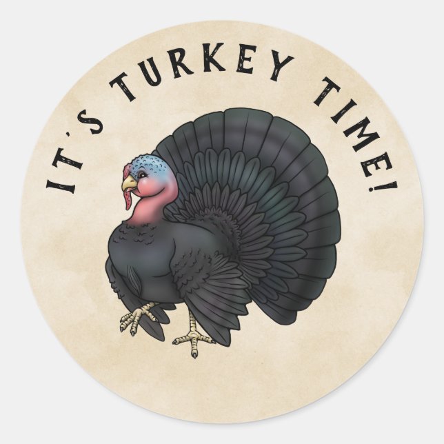 Schwarze Türkei glücklich zum Erntedankfest Runder Aufkleber (Vorderseite)