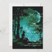 Schwarze & Türkisgrüne Wald-Silhouette Hochzeit